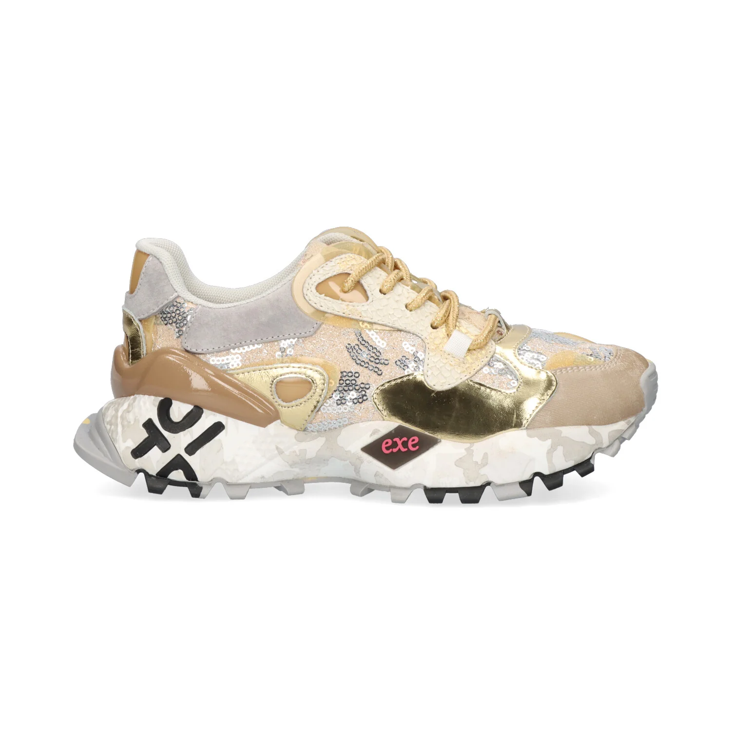 SAPATILHA EXE 134-10 TAUPE/GOLD